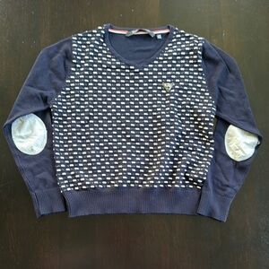 Modern Blue and White Geometric Sweater